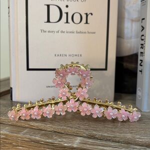 Floral Metal Hair, Clip, In Pink